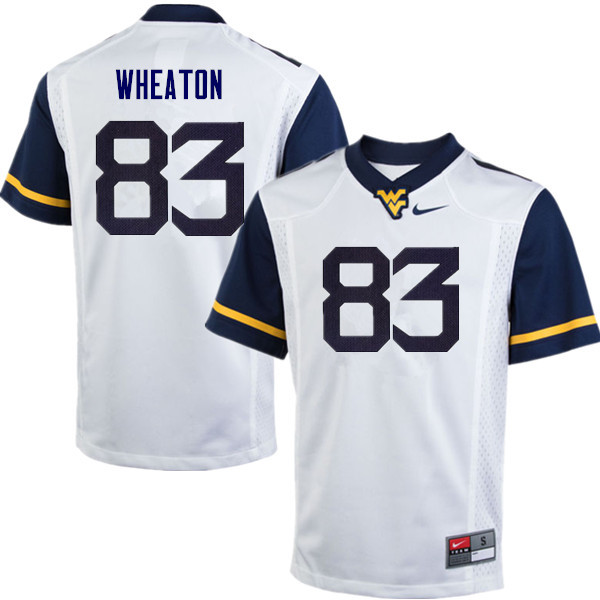 NCAA Men's Bryce Wheaton West Virginia Mountaineers White #83 Nike Stitched Football College Authentic Jersey BO23K11QP